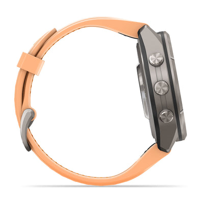 Garmin Fenix 9 Pro side view showing the buttons and band