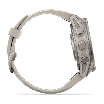 Garmin Fenix 9 side view showing the buttons and band