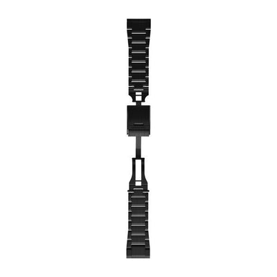 Garmin QuickFit 26 mm carbon grey DLC titanium dive band, side view of the clasp