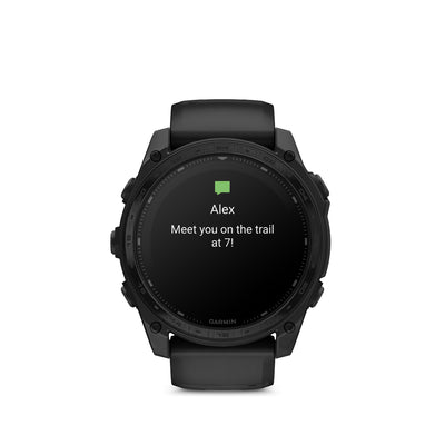 Garmin Tactix 8 Solar front view showing a text notification