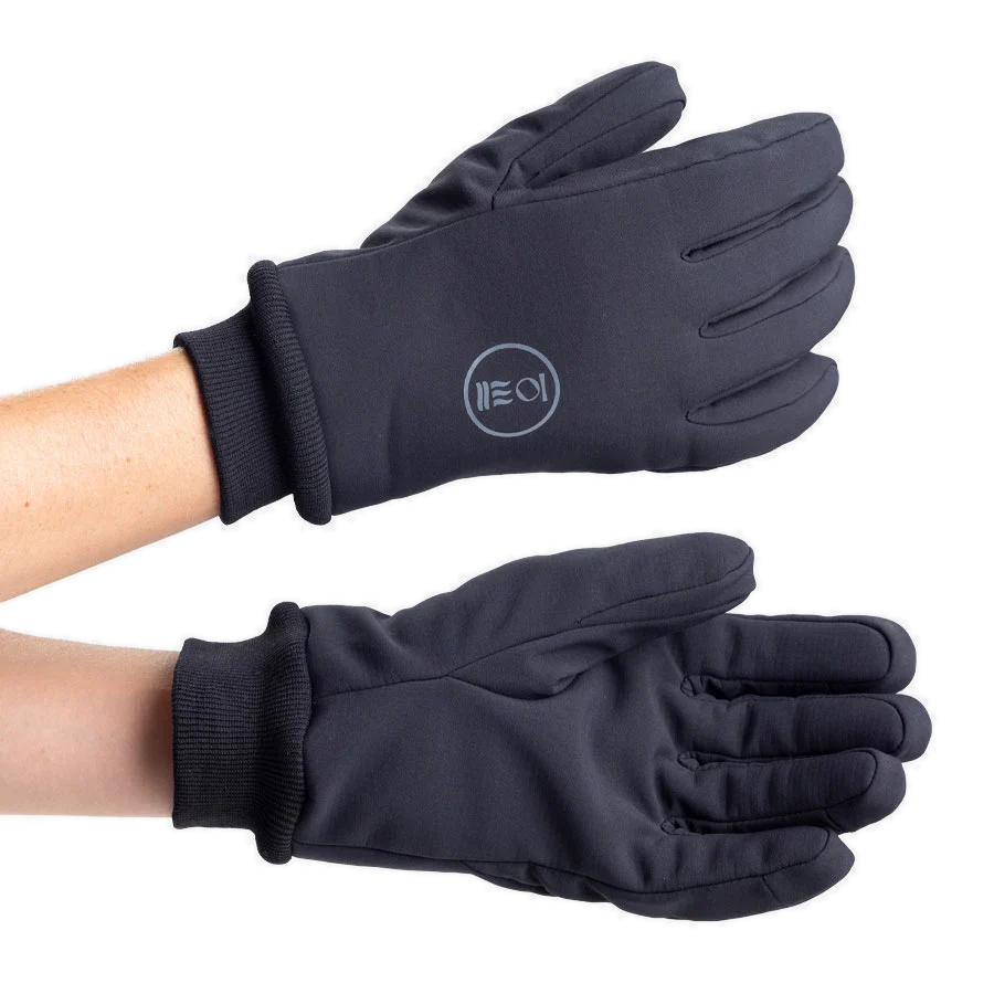 Pair of black Fourth Element Halo AR gloves, one turned to show the palm and one the back of the hand