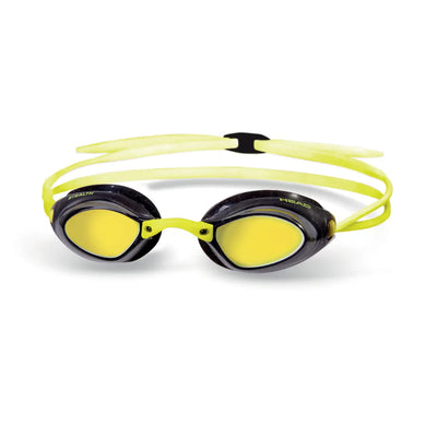 HEAD Stealth LSR Mirrored racing goggles with black frame, gold mirrored lenses and yellow strap