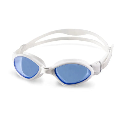 HEAD Tiger Mid LSR swim goggles with white frame and blue tinted lenses