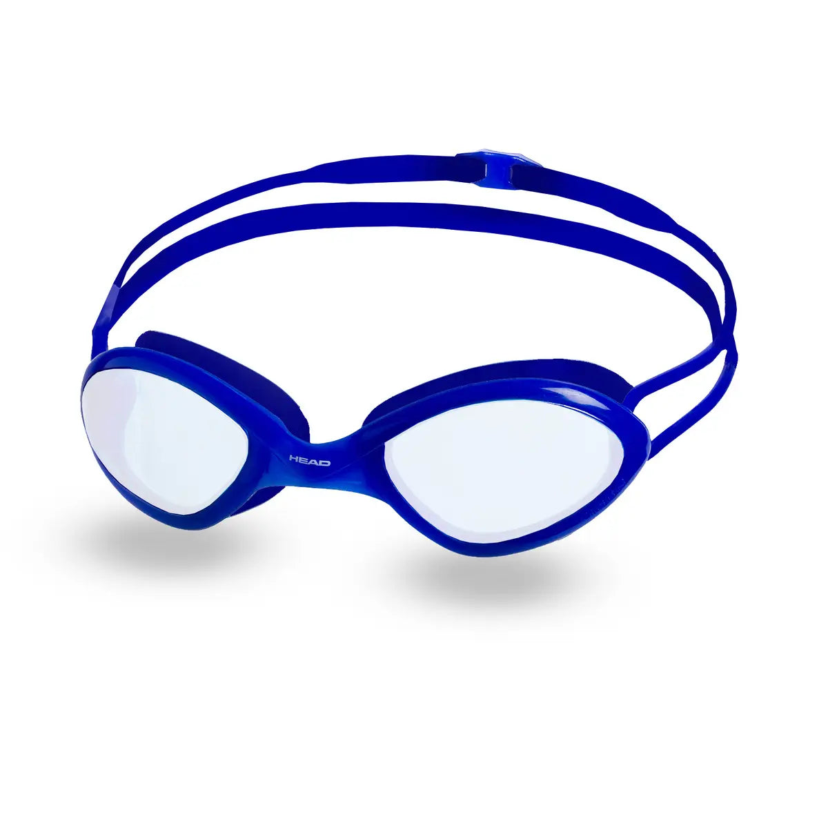 HEAD Tiger Race Mid swim goggles with blue frame, clear lenses and blue split strap