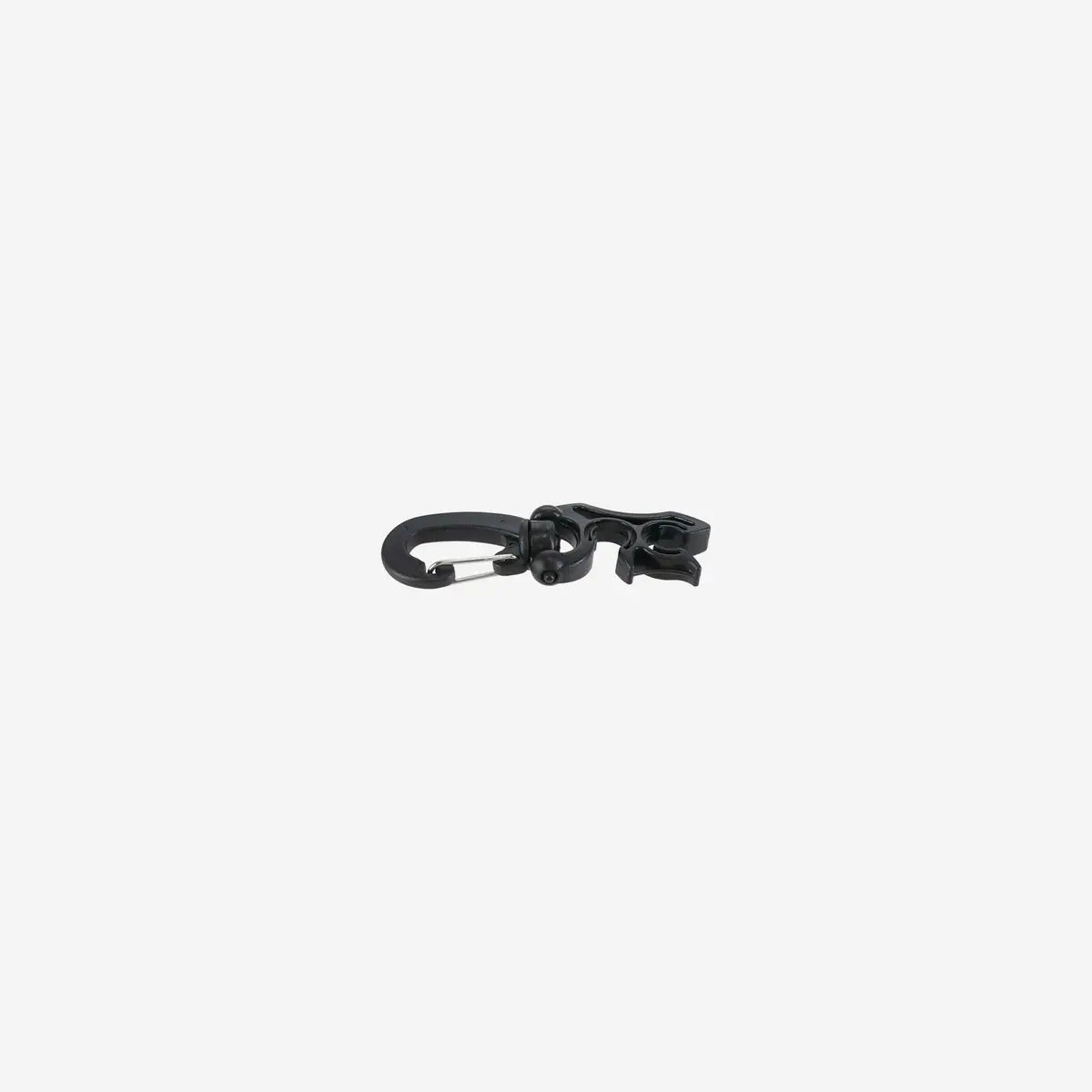 Aqua Lung hose holder in black, two moulded clips shown side by side against a white background
