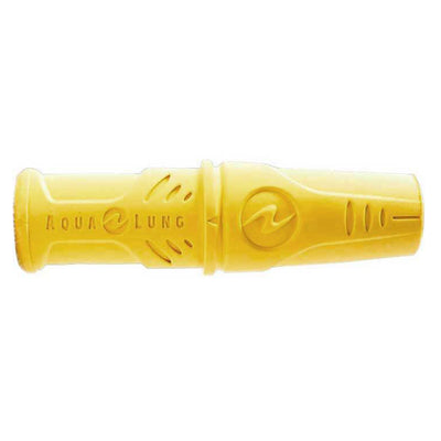 Aqua Lung hose protector in yellow, a tapered moulded sleeve for marking an octopus hose