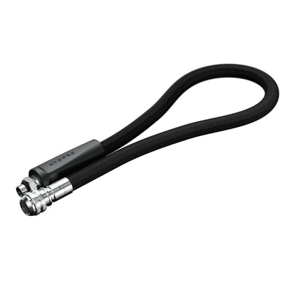 Hydpro Bright Tek LP Inflator Hose in black braid, coiled with both fittings