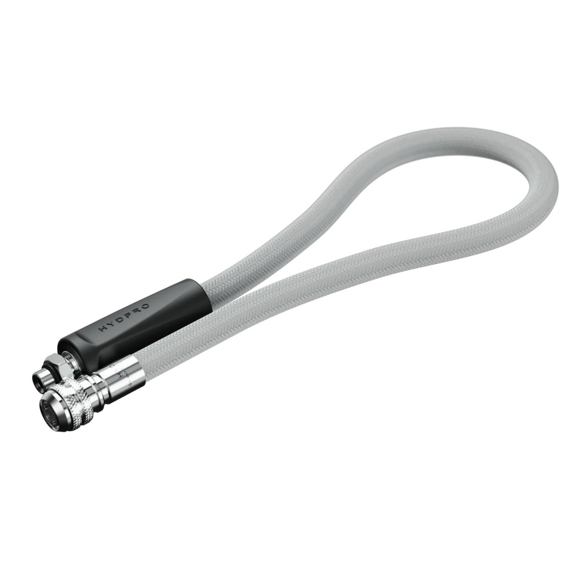 Hydpro Bright Tek LP Inflator Hose in black braid, coiled with both fittings