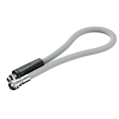 White braided Hydpro Bright Tek LP inflator hose for a BCD