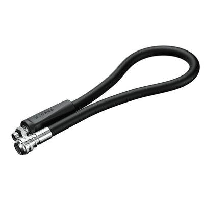 Hydpro Classic LP Inflator Hose in black, coiled to show both end fittings