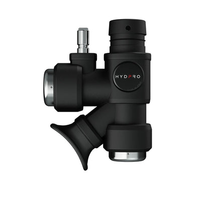 Hydpro Power Q01 Code inflator, front view with 25 mm inflate and exhaust buttons