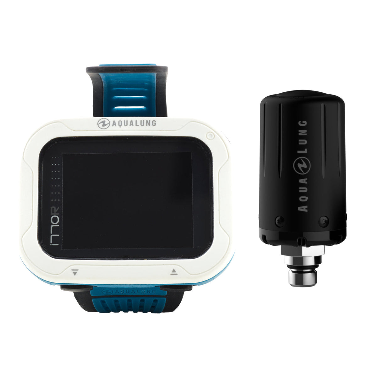 Aqua Lung i770R dive computer in petrol and white with Aqua Lung transmitter