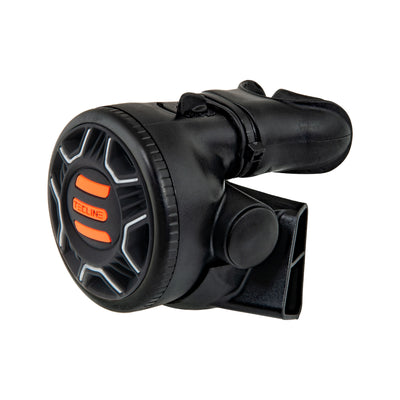 Tecline REC1 black second stage from the side with the mouthpiece