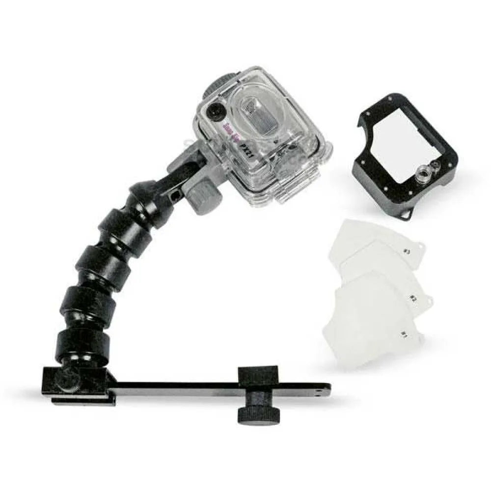 Intova PX-21 compact strobe on a flex arm with mounting bracket and diffusers