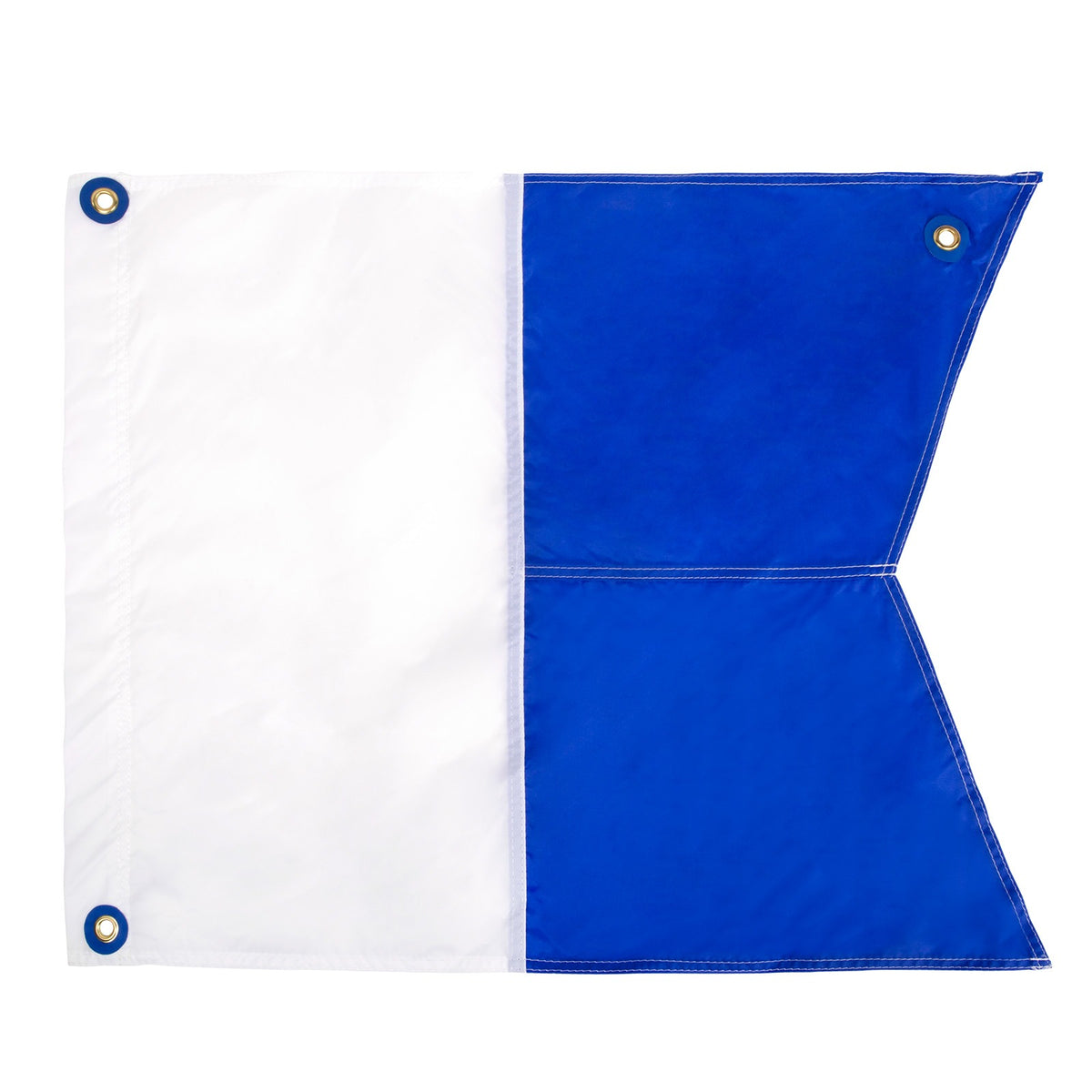 IST Alpha flag, white and blue swallow-tailed code flag A with metal grommets