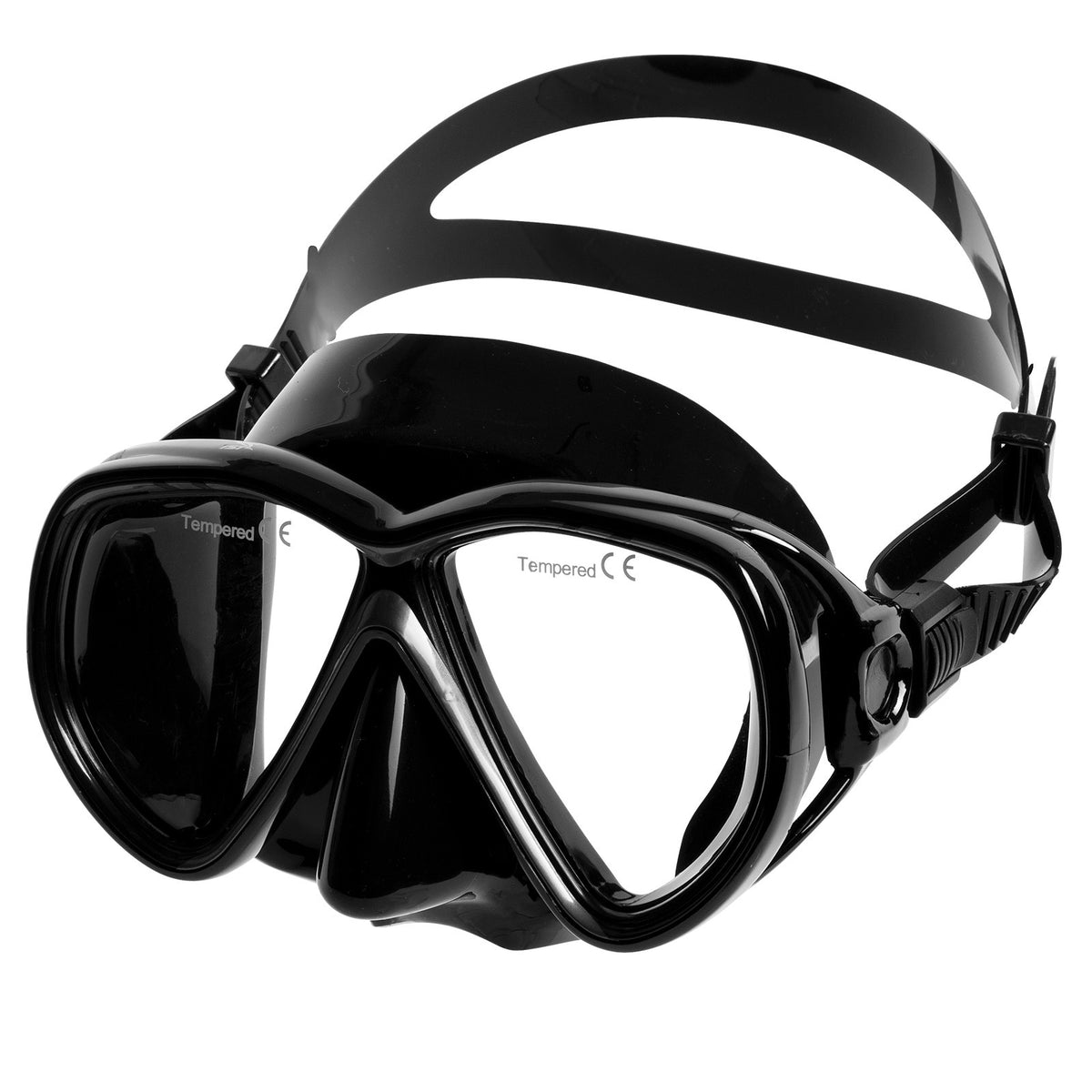 IST Martinique twin lens mask in black with a black silicone skirt and strap