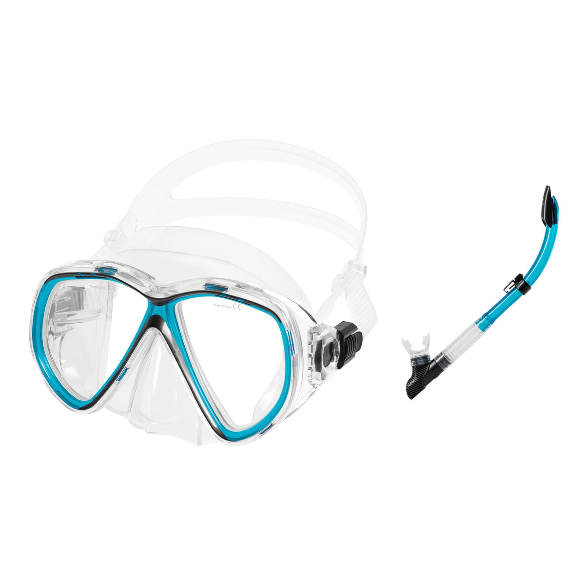 IST Martinique mask in black and SN60 snorkel in black
