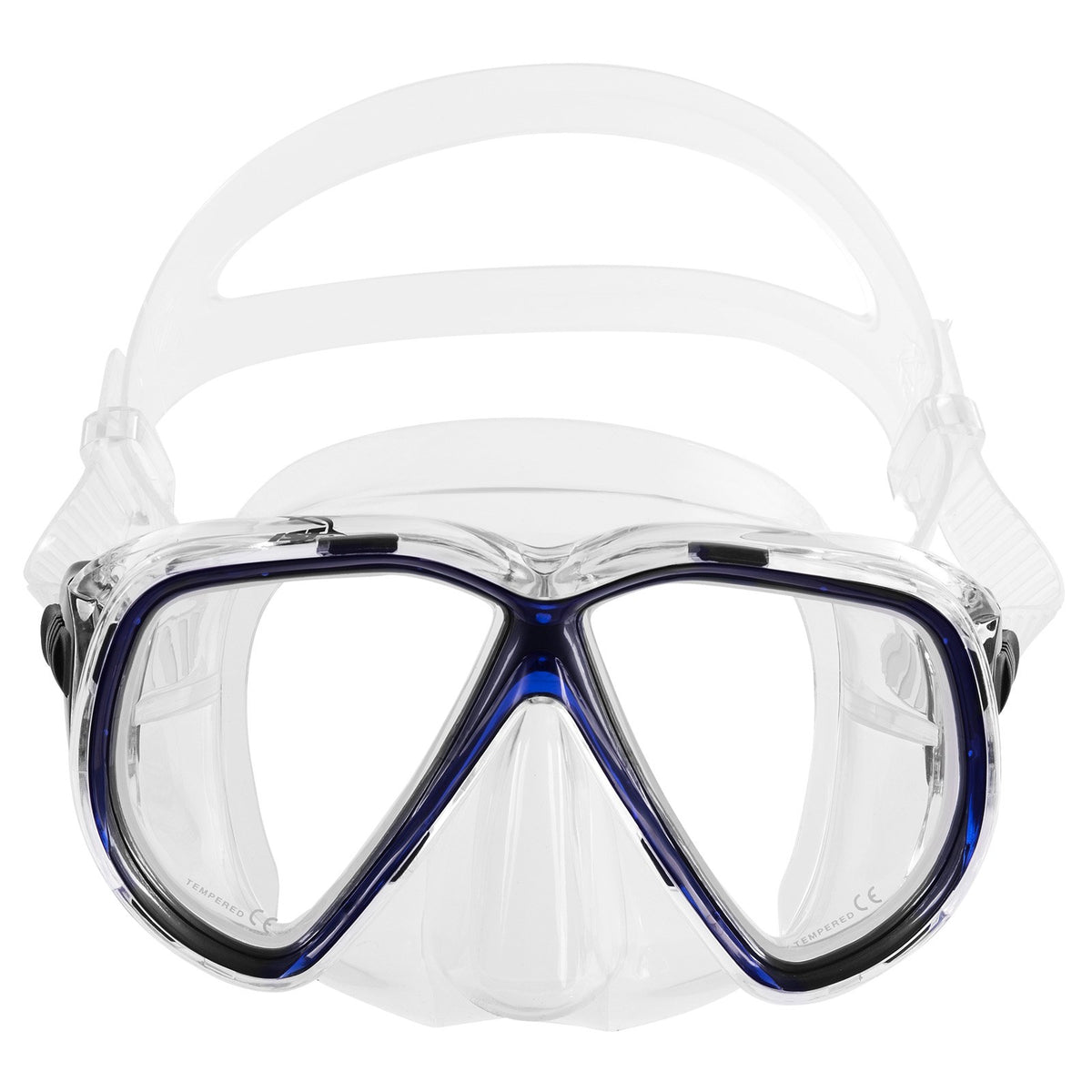 IST Martinique Narrow twin lens mask with a neon yellow frame and clear skirt