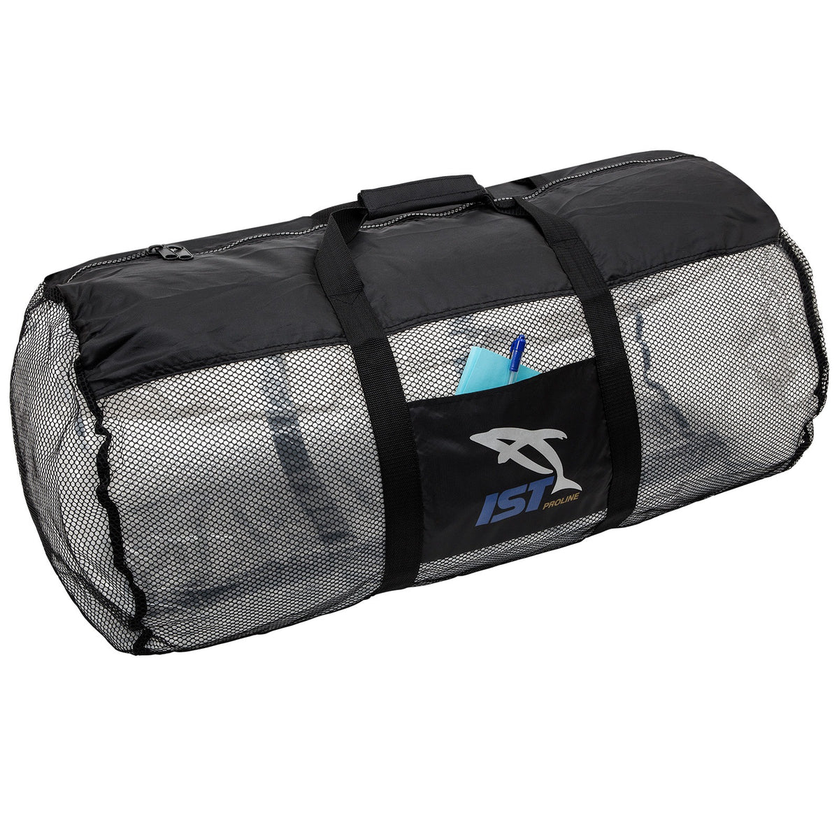 IST black mesh barrel bag, 81 cm, with zipped front pocket