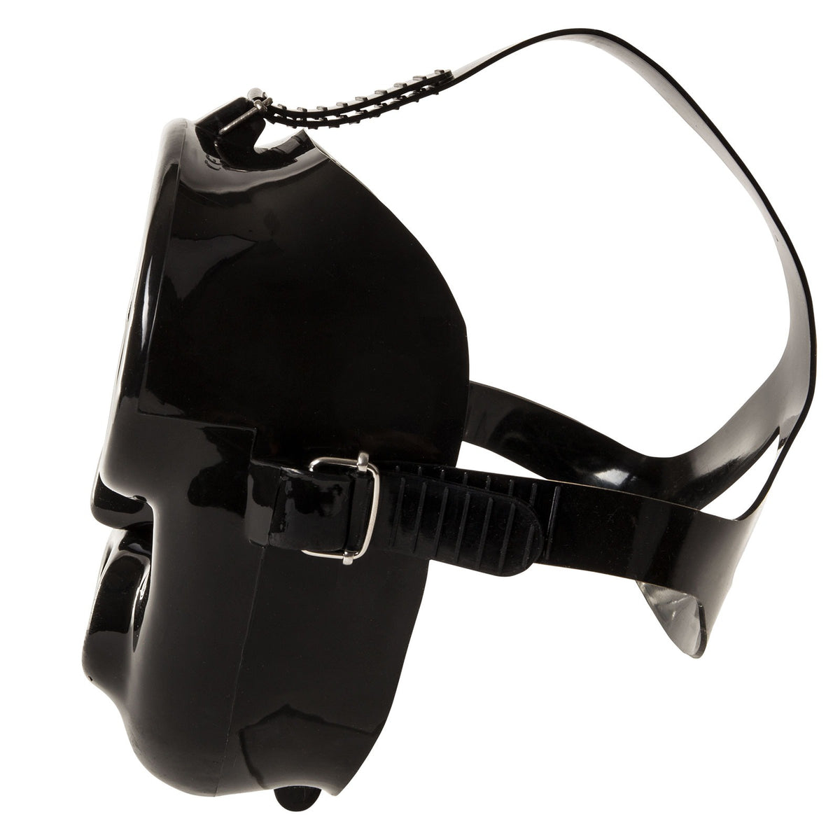 IST Pegasus full face snorkelling mask in black silicone, front view with the mouth port