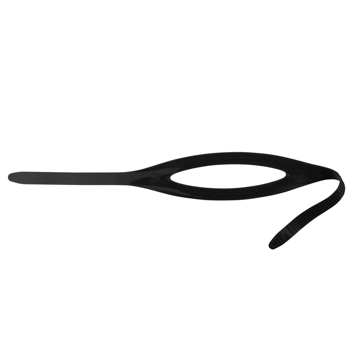 IST black silicone replacement mask strap with ratchet ridges on each end