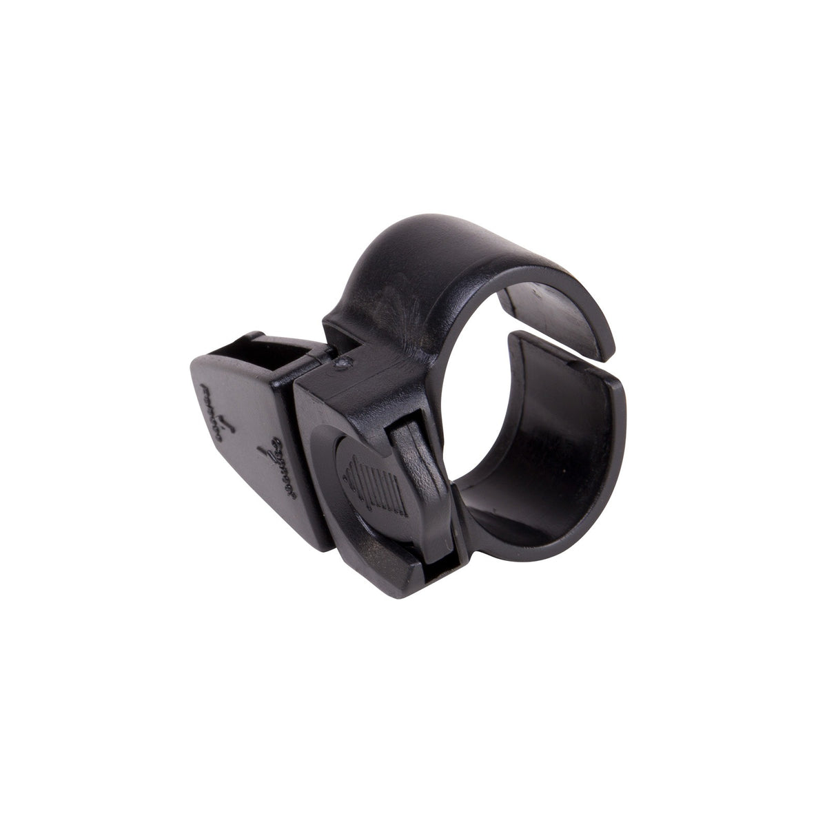 IST black quick-release snorkel holder, angled view of the clamp ring