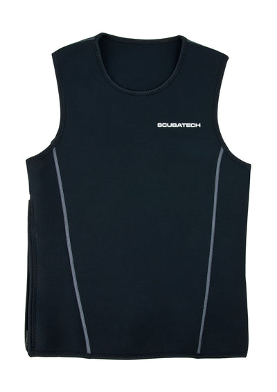Scubatech 3 mm neoprene vest in black, front view