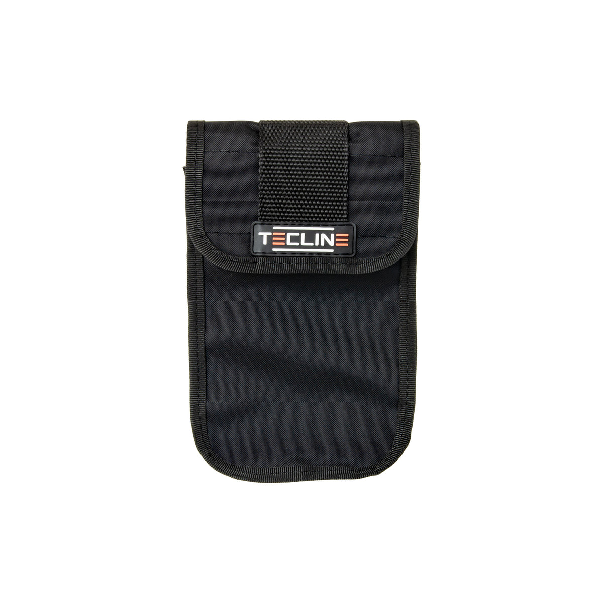 Tecline mask pocket for the waist belt, closed, front view