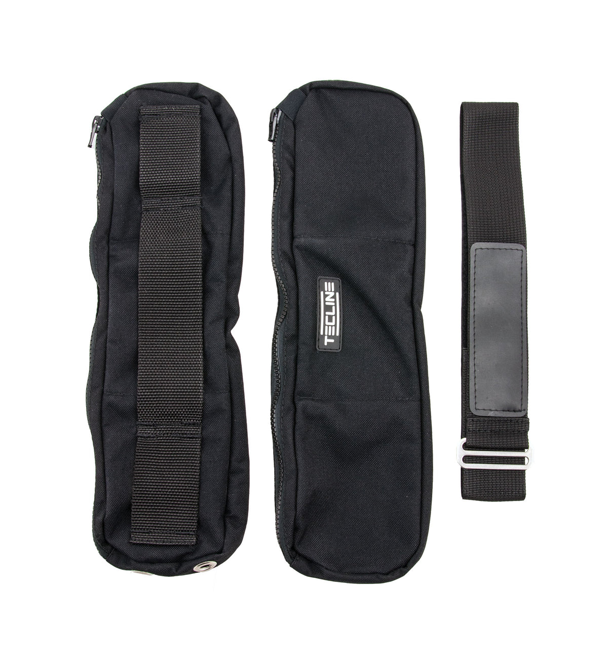 Pair of black Tecline long trim pockets with the extra fastening strap