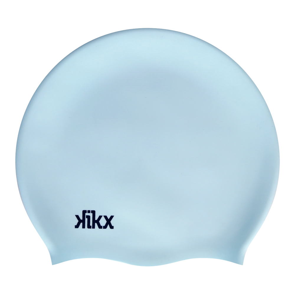 Kikx Big Hair silicone swim cap in ice blue medium