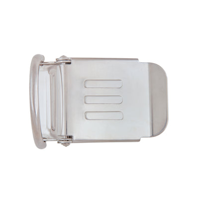 Tecline stainless steel 50 mm belt buckle with D-ring and embossed E logo
