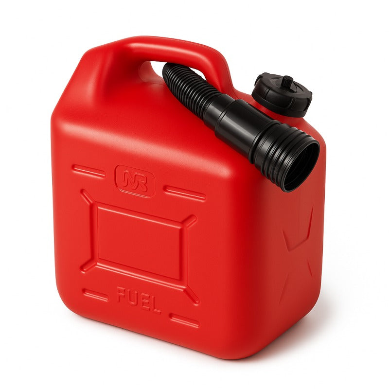 Red Lalizas Jerrycan portable fuel tank with black pouring spout and vented cap