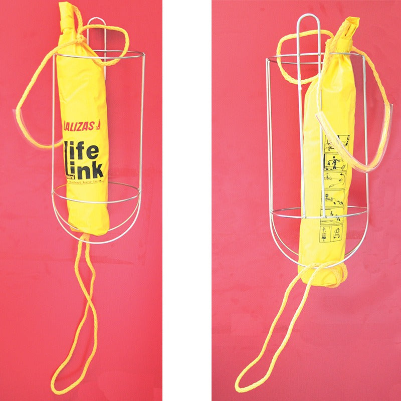 Lalizas LifeLink throwing line in a yellow bag with floating rope and hand loop