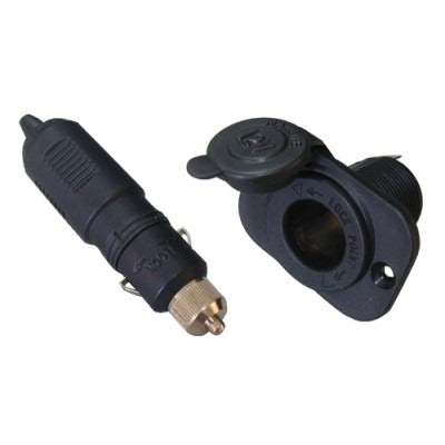 Lalizas 12 V marine plug and socket set in black nylon with watertight cap