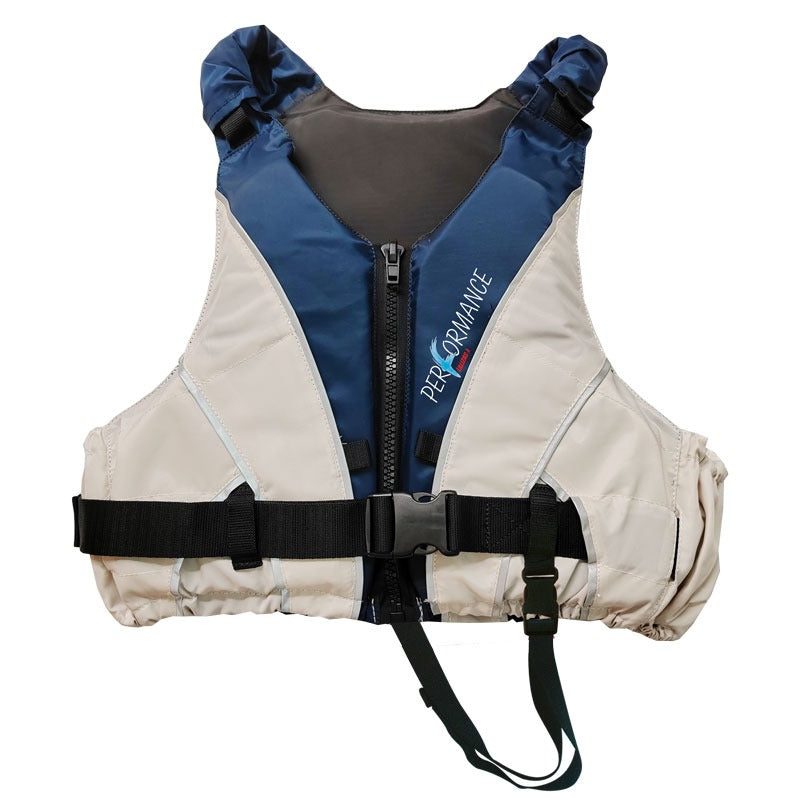 Lalizas Performance 50N buoyancy aid in navy blue and light grey, front view