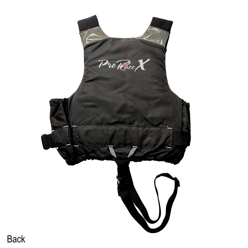 Lalizas Pro Race X 50N buoyancy aid in black, front view with crotch strap