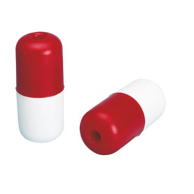 Two Lalizas red and white cylindrical surface floats with a hole through the centre