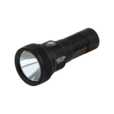 Tecline T2 LED dive light, three-quarter front view