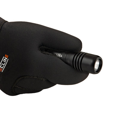 Tecline Mini dive light held in a neoprene glove
