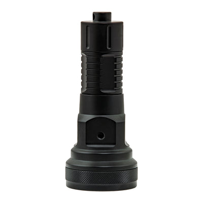 Tecline T2 dive light standing on end, side view