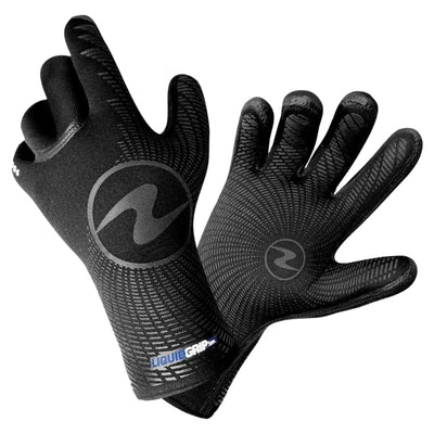 Aqua Lung Liquid Grip 3 mm dive gloves, a pair shown together with one back and one palm facing the camera