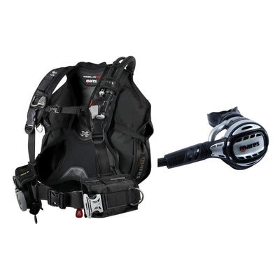 Mares Magellan HD BCD in black and Atlas 62X regulator in silver and black