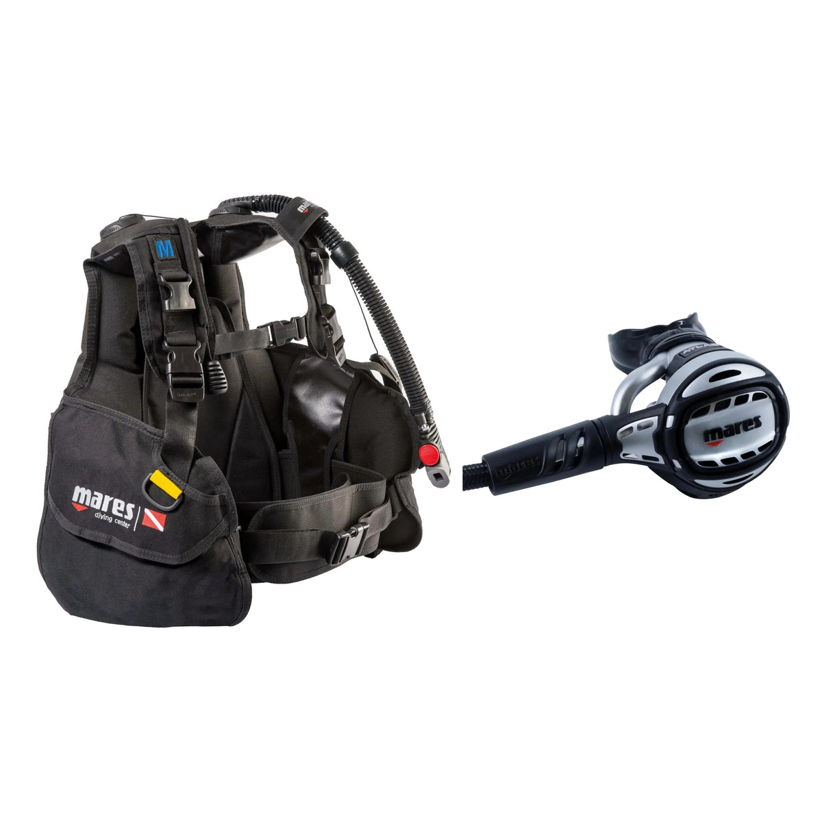 Mares Rover BCD in black and Atlas 62X regulator in silver and black