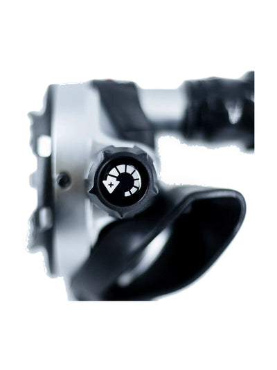 Close-up of the breathing adjustment knob on the Atlas ADJ second stage