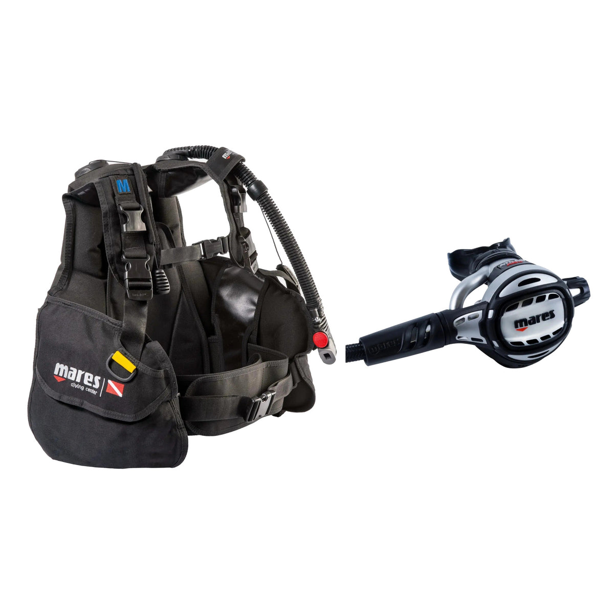 Mares Rover BCD in black and Atlas Adj 62X regulator in silver and black