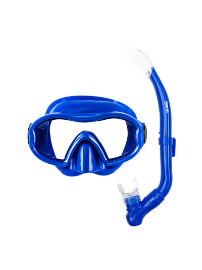Mares Blenny kids mask and snorkel combo in blue, mask and snorkel together