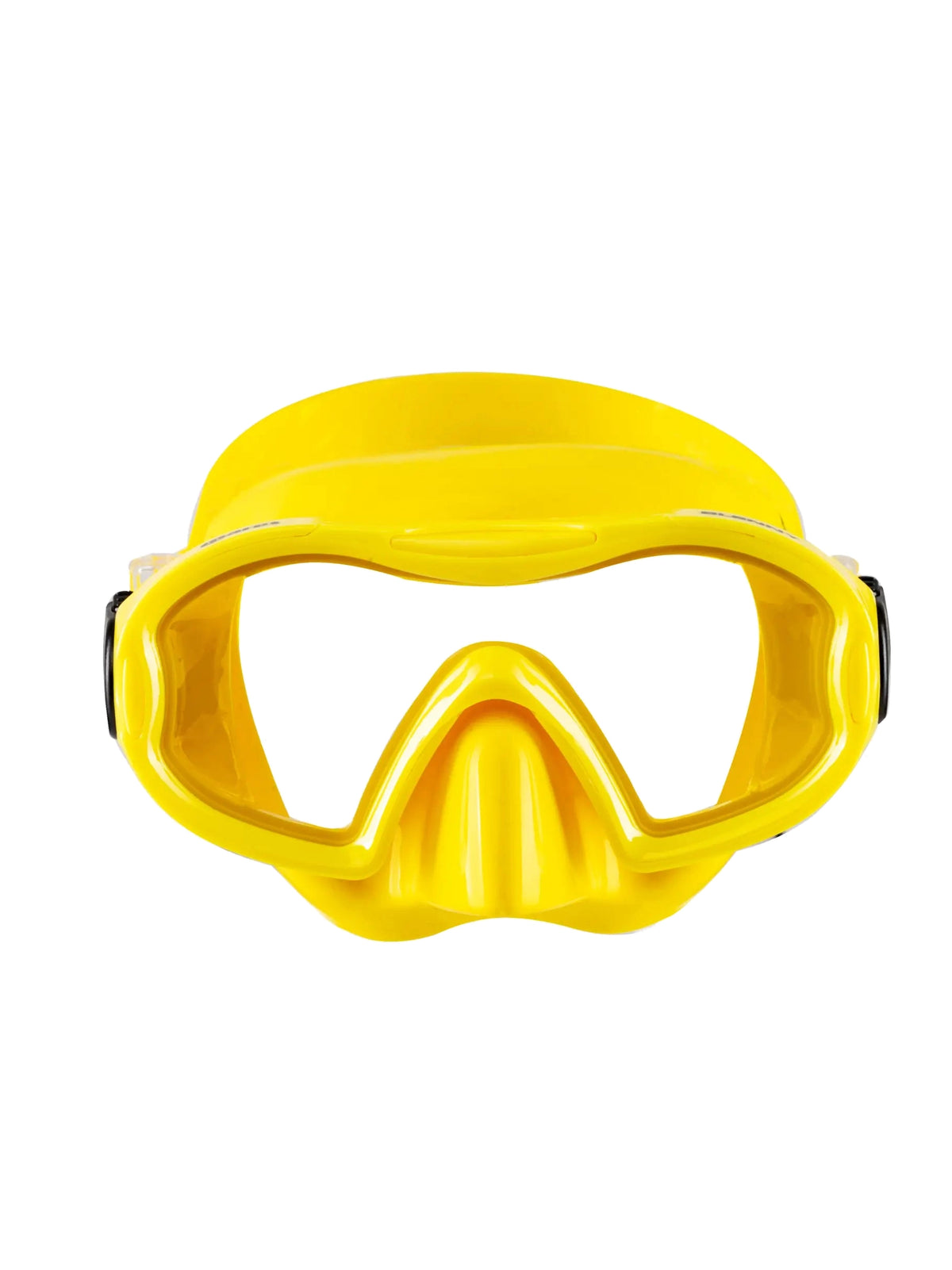 Mares Blenny kids mask and snorkel combo in yellow, front view of the mask
