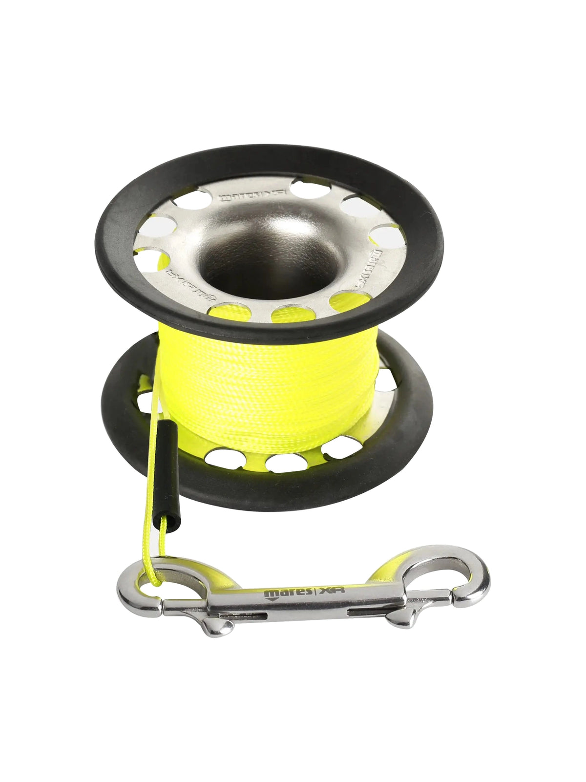 Mares coated SS316 finger spool with yellow line and stainless steel snap