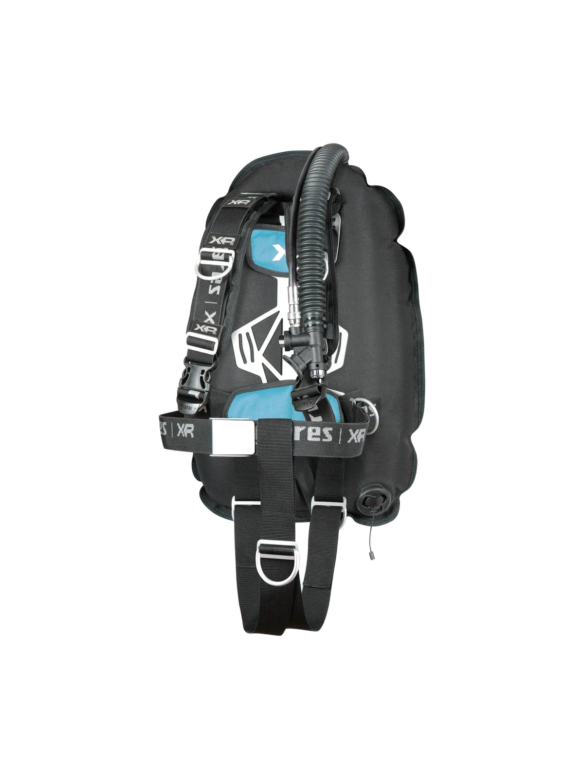 Mares XR-Rec Trim single backmount set in black: bladder, harness and inflator hose