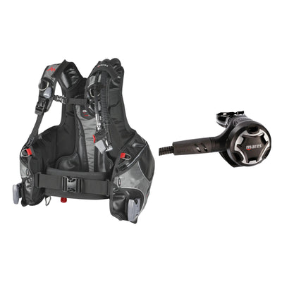 Mares Rock Pro BCD in black and grey and Dual 15X regulator in black